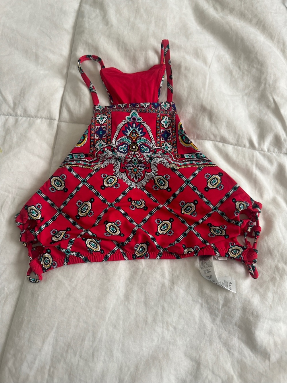 Red Printed Halter bikini Top - Women's Summer bikini top XS